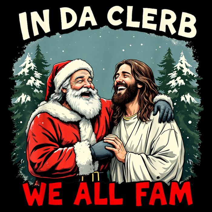 In Da Clerb We All Fam Funny Santa Jesus Christmas Christian 16 in Basic Backpack