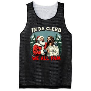 In Da Clerb We All Fam Funny Santa Jesus Christmas Christian Mesh Reversible Basketball Jersey Tank