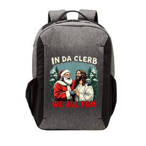 In Da Clerb We All Fam Funny Santa Jesus Christmas Christian Vector Backpack