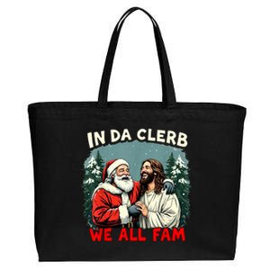 In Da Clerb We All Fam Funny Santa Jesus Christmas Christian Cotton Canvas Jumbo Tote