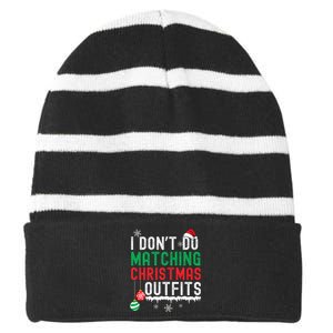 I DonT Do Matching Christmas Outfits Xmas Family Couples Striped Beanie with Solid Band