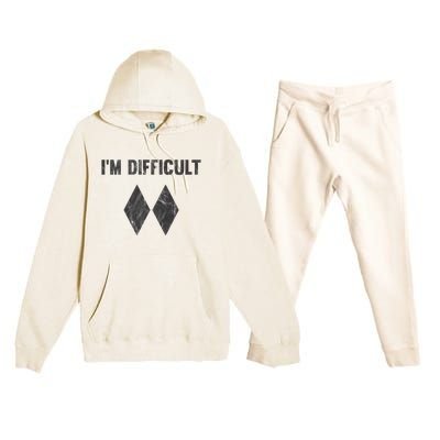 Im Difficult Double Black Diamond Ski Snowboard Premium Hooded Sweatsuit Set