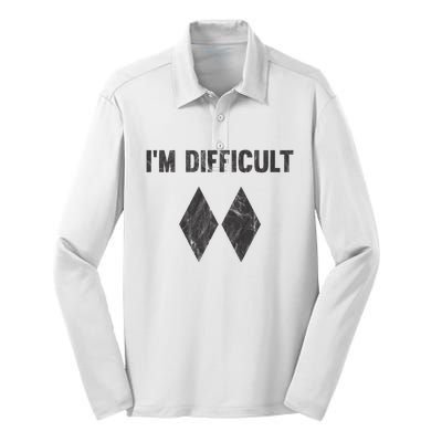 Im Difficult Double Black Diamond Ski Snowboard Silk Touch Performance Long Sleeve Polo