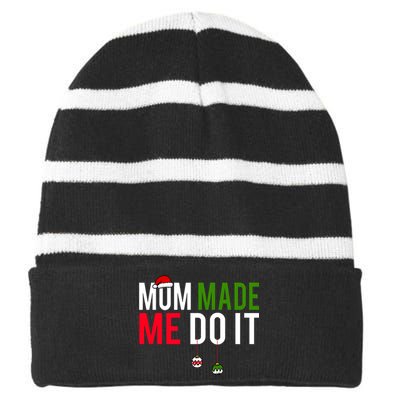 I DonT Do Matching Christmas Striped Beanie with Solid Band