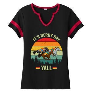 It's Derby Day Yall Retro Derby Horse Racing Lovers Gift Ladies Halftime Notch Neck Tee