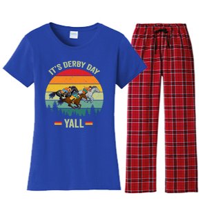 It's Derby Day Yall Retro Derby Horse Racing Lovers Gift Women's Flannel Pajama Set