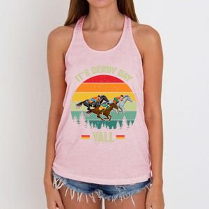 It's Derby Day Yall Retro Derby Horse Racing Lovers Gift Women's Knotted Racerback Tank