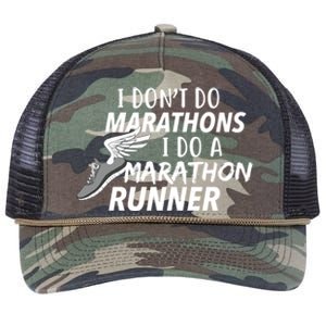 I Don't Do Marathons I Do A Marathon Runner Gift Retro Rope Trucker Hat Cap