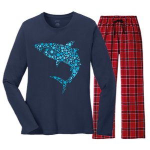 International Dot Day Teal Dot Shark Women's Long Sleeve Flannel Pajama Set 