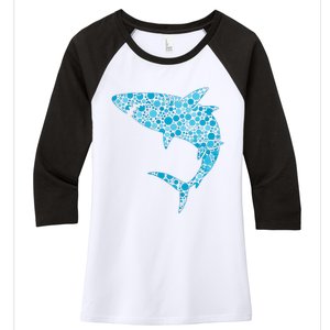 International Dot Day Teal Dot Shark Women's Tri-Blend 3/4-Sleeve Raglan Shirt