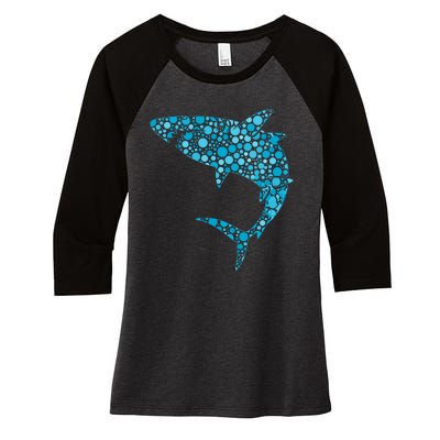 International Dot Day Teal Dot Shark Women's Tri-Blend 3/4-Sleeve Raglan Shirt