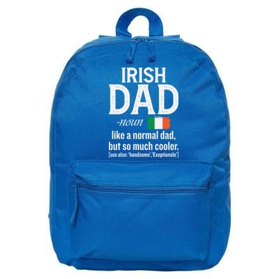 Irish Dad Definition Ireland St Patrick's Day Patriotic Fan Great Gift 16 in Basic Backpack