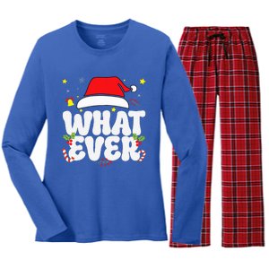 I Don't Do Matching Christmas Outfits Funny Family Whatever  Women's Long Sleeve Flannel Pajama Set 