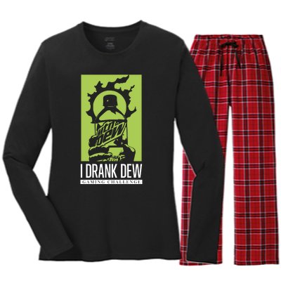 I Drank Dew Gaming Challenge Women's Long Sleeve Flannel Pajama Set 