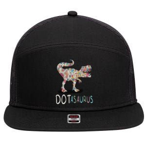 International Dot Day Dotasaurus Funny Creative Dots Great Gift 7 Panel Mesh Trucker Snapback Hat