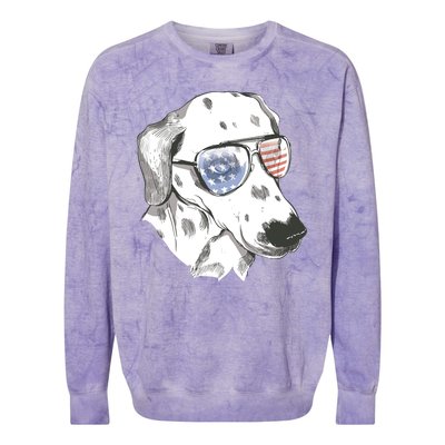 Independence Day Dalmatian Dog Colorblast Crewneck Sweatshirt