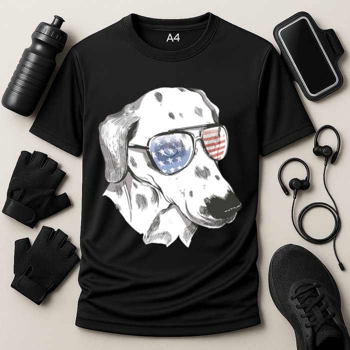 Independence Day Dalmatian Dog Cooling Performance Crew T-Shirt