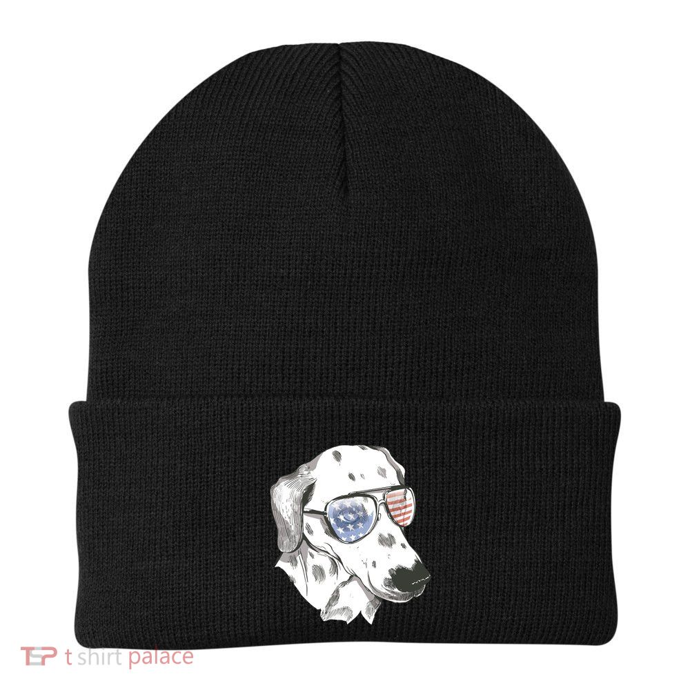 Independence Day Dalmatian Dog Knit Cap Winter Beanie