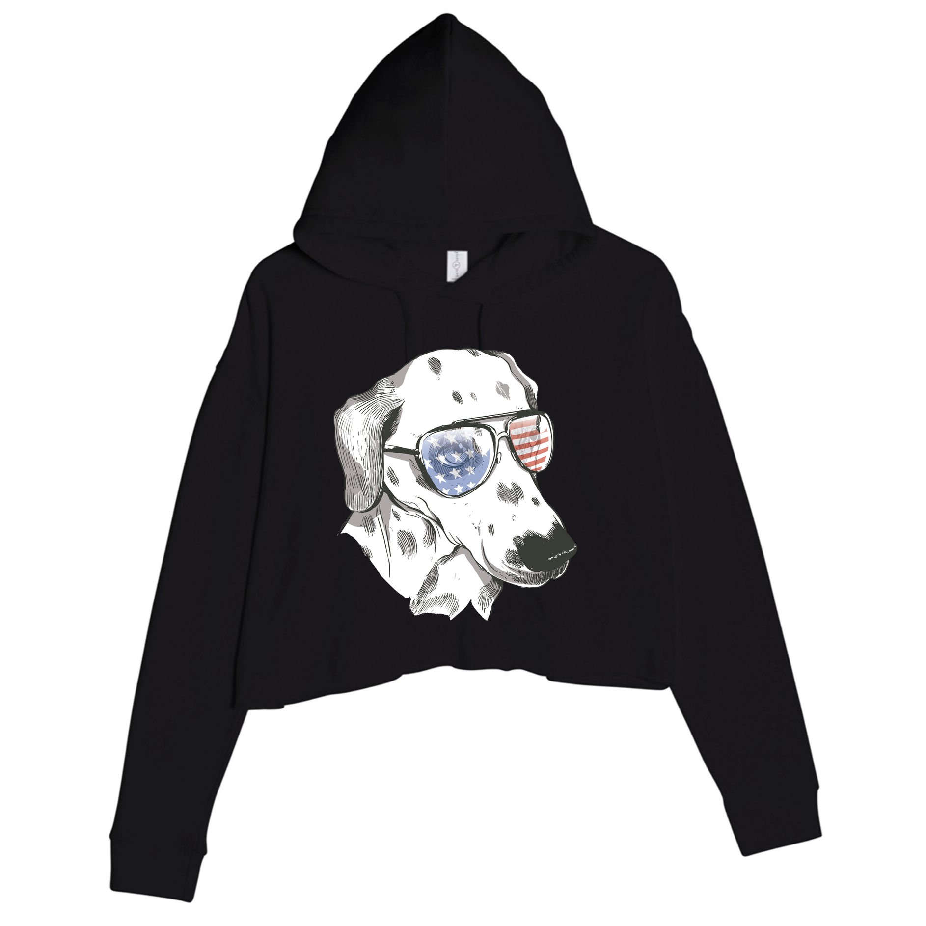 Independence Day Dalmatian Dog Crop Fleece Hoodie