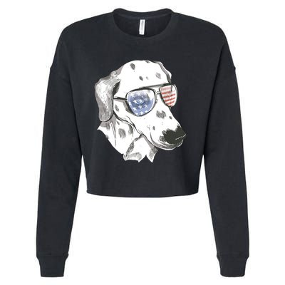Independence Day Dalmatian Dog Cropped Pullover Crew