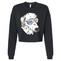 Independence Day Dalmatian Dog Cropped Pullover Crew
