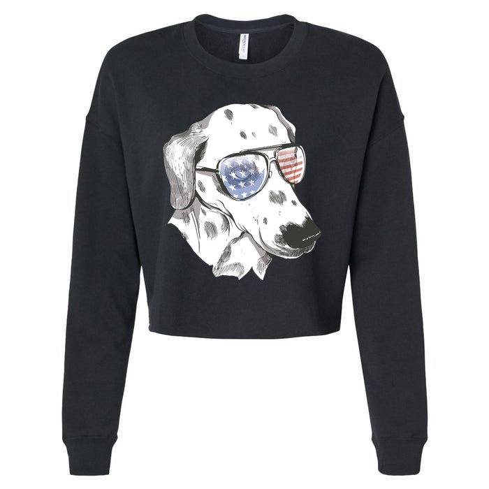 Independence Day Dalmatian Dog Cropped Pullover Crew