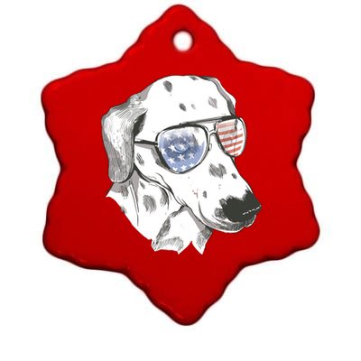 Independence Day Dalmatian Dog Ceramic Star Ornament