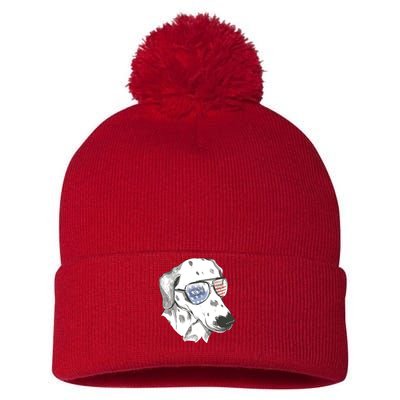 Independence Day Dalmatian Dog Pom Pom 12in Knit Beanie
