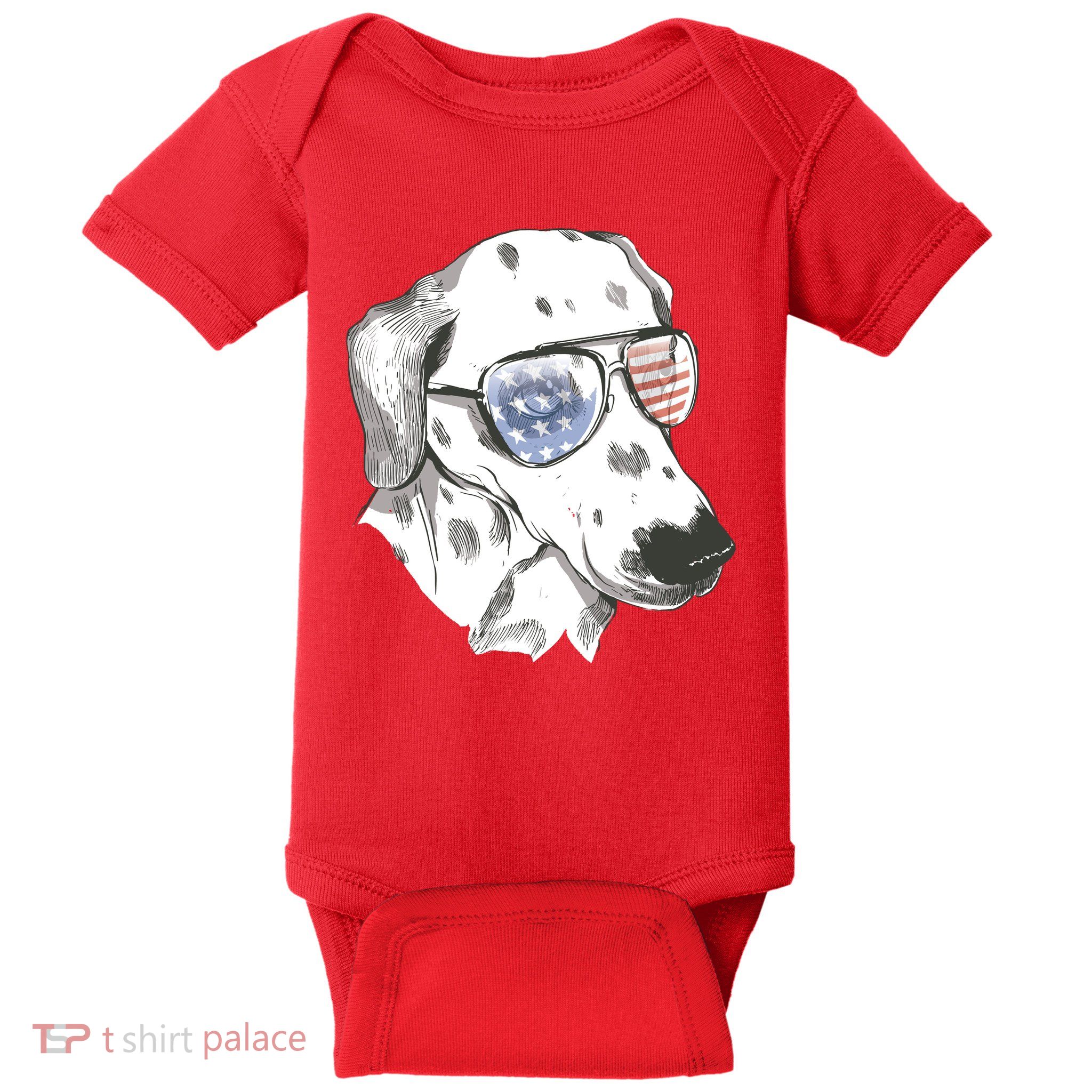 Independence Day Dalmatian Dog Baby Bodysuit