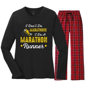 I Dont Do Marathons I Do A Marathon Runner Women's Long Sleeve Flannel Pajama Set 