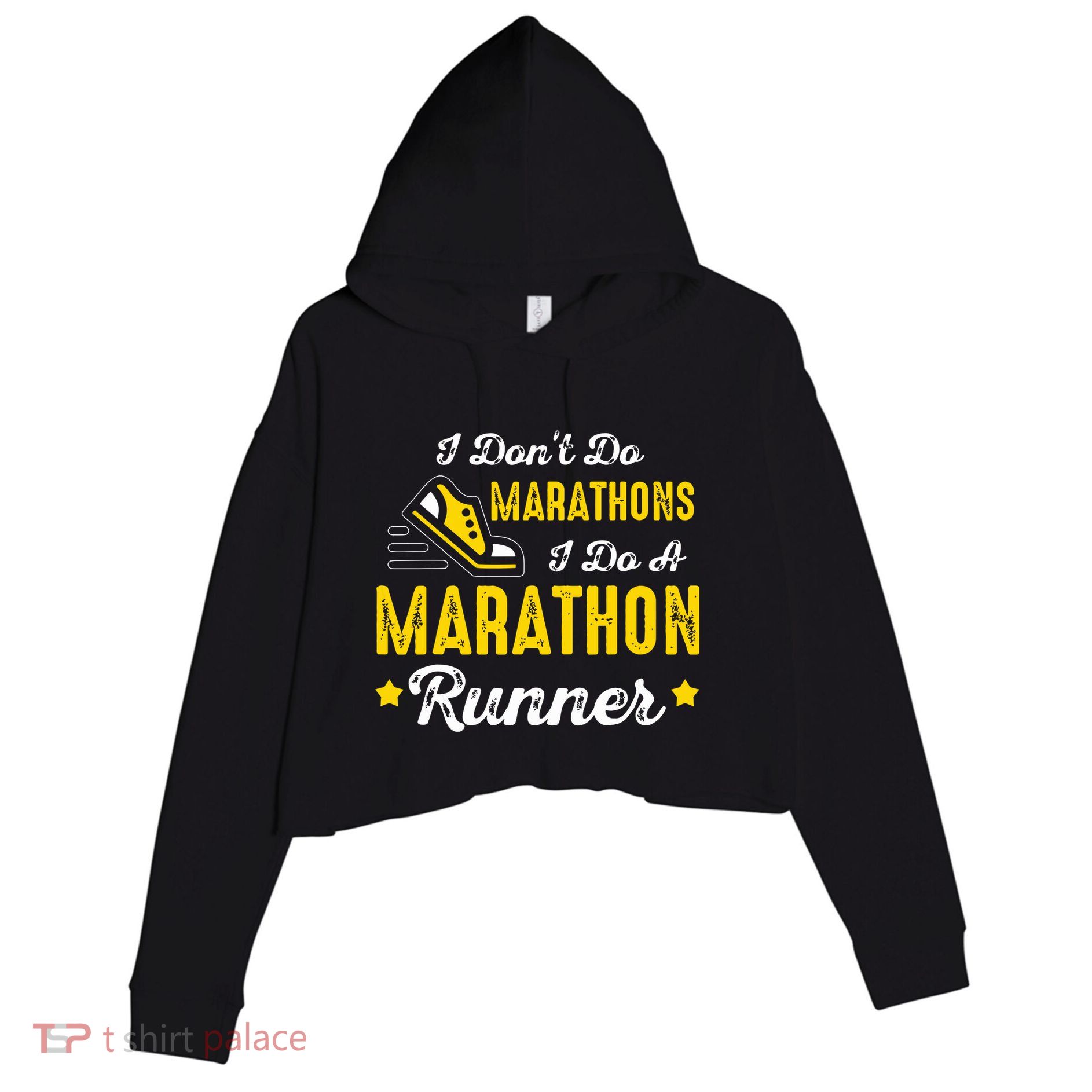 I Dont Do Marathons I Do A Marathon Runner Crop Fleece Hoodie
