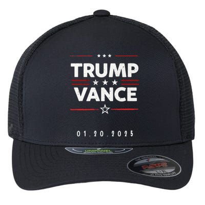 Inauguration Day Date 47th President Donald Trump 2025 Vance Flexfit Unipanel Trucker Cap