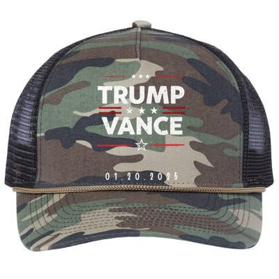 Inauguration Day Date 47th President Donald Trump 2025 Vance Retro Rope Trucker Hat Cap