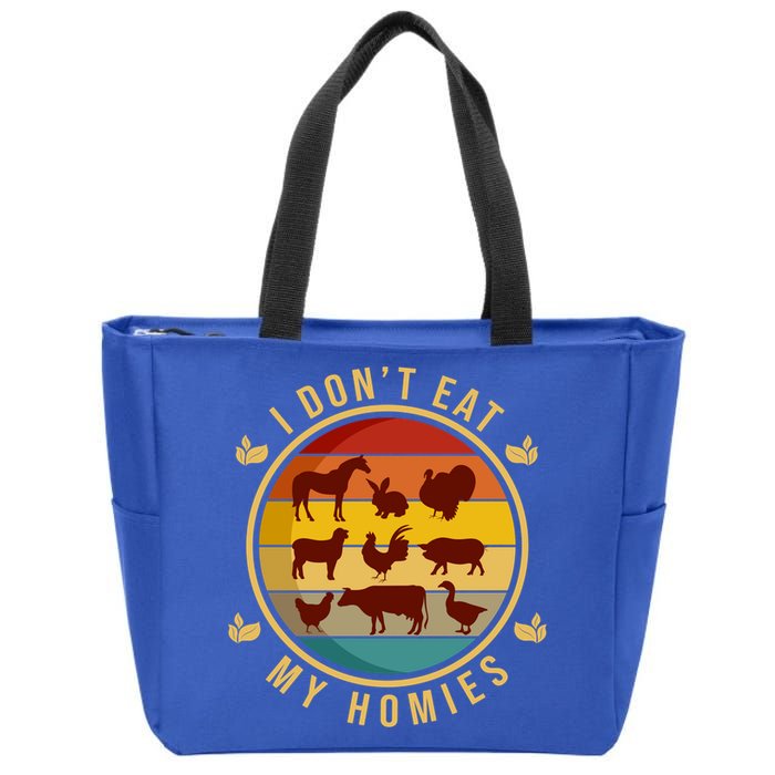 I Dont Eat My Homies Vegan Vegetarian Plant Powered Funny Gift Zip Tote Bag