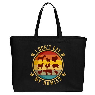 I Dont Eat My Homies Vegan Vegetarian Plant Powered Funny Gift Cotton Canvas Jumbo Tote