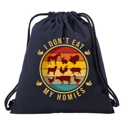 I Dont Eat My Homies Vegan Vegetarian Plant Powered Funny Gift Drawstring Bag