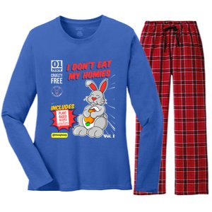 I Dont Eat My Homies Vegetarian Vegan Day Animal Lover Great Gift Women's Long Sleeve Flannel Pajama Set 