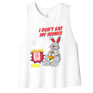 I Dont Eat My Homies Vegetarian Vegan Day Animal Lover Great Gift Women's Racerback Cropped Tank