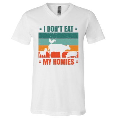 I Don't Eat My Homies Vegan V-Neck T-Shirt