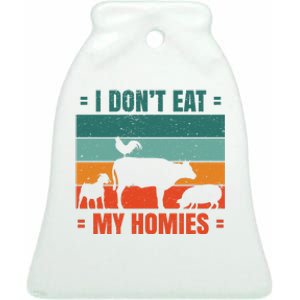 I Don't Eat My Homies Vegan Ceramic Bell Ornament