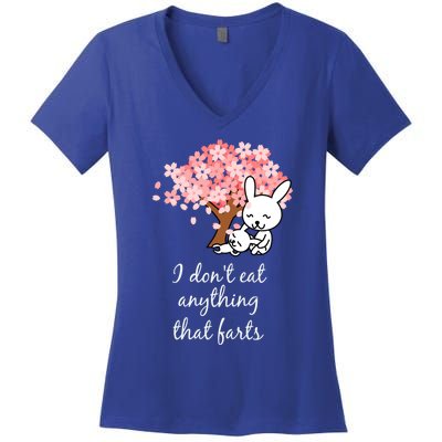 I Don’t Eat Anything That Farts Vegan Gift Women's V-Neck T-Shirt