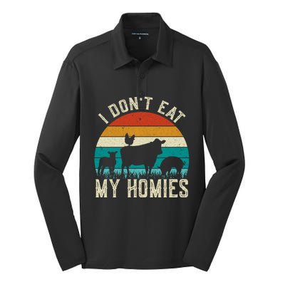 I Dont Eat My Homies Veggie Funny Veganism Cool Gift Silk Touch Performance Long Sleeve Polo