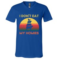 I Dont Eat My Homies Vintage Retro Vegetarian Nutrition Cute Gift V-Neck T-Shirt