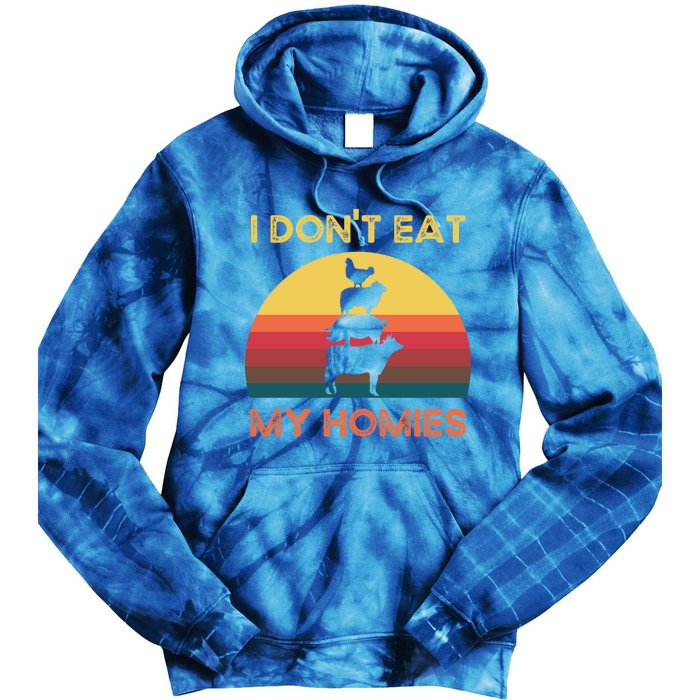 I Dont Eat My Homies Vintage Retro Vegetarian Nutrition Cute Gift Tie Dye Hoodie