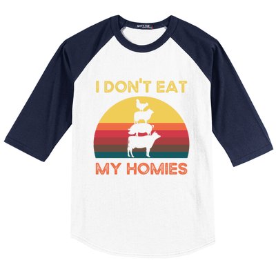 I Dont Eat My Homies Vintage Retro Vegetarian Nutrition Cute Gift Baseball Sleeve Shirt