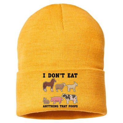 I Dont Eat Anything That Poops Vegan Gift Sustainable Knit Beanie