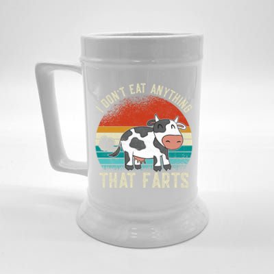 I Dont Eat Anythings That Farts Funny Veganism Veggie Gift Beer Stein