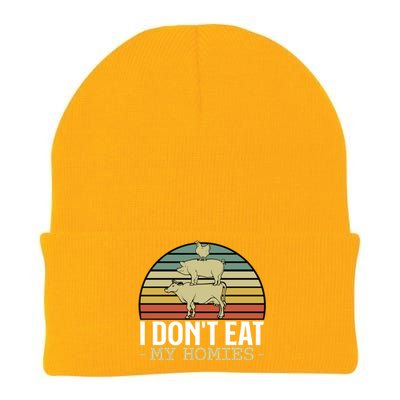 I Dont Eat My Homies Animals Lover Vegan Vegetarian Rights Gift Knit Cap Winter Beanie