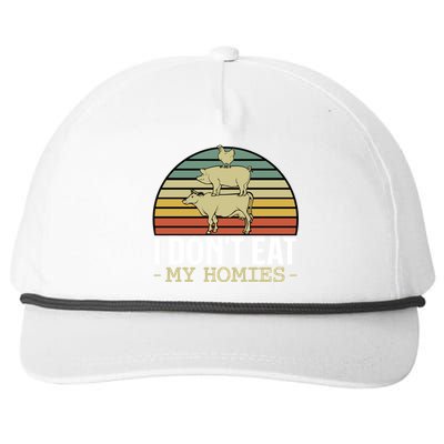 I Dont Eat My Homies Animals Lover Vegan Vegetarian Rights Gift Snapback Five-Panel Rope Hat