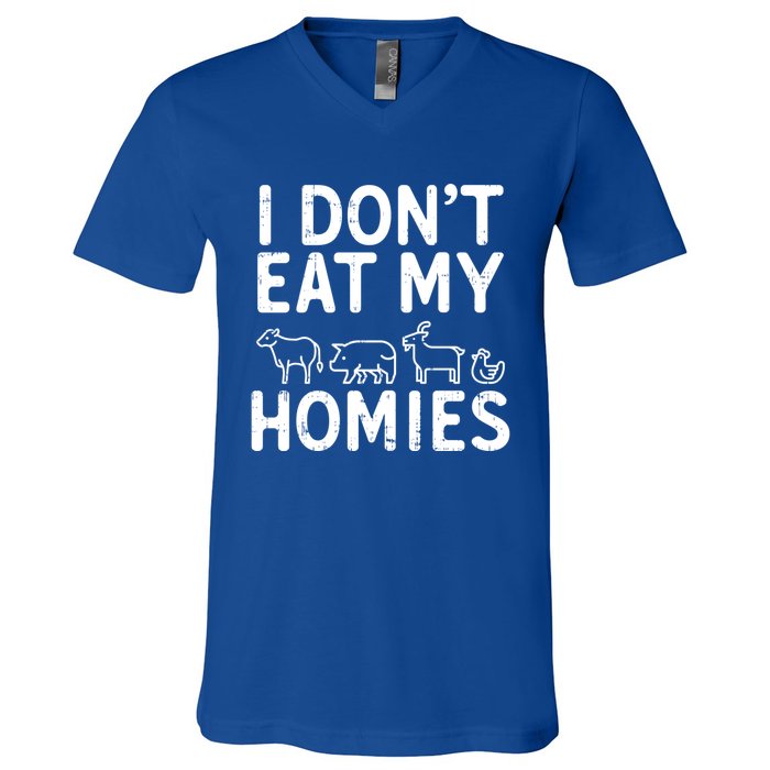 I Dont Eat My Homies Vegan Activism Protest Vegetarian Gift V-Neck T-Shirt